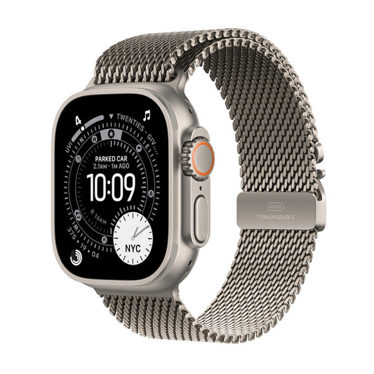Apple Watch Ultra 3 GPS + Cellular 49mm přírodně titanové pouzdro s přírodně titanovým milánským tahem z titanu - L - iSTYLE CZ