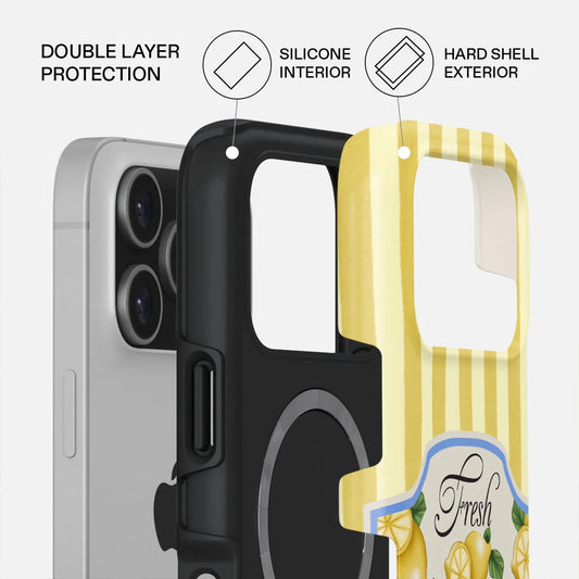 Kryt pro iPhone 17 Pro Burga Frizzante Tough MagSafe Case - žluté pruhy - iSTYLE CZ