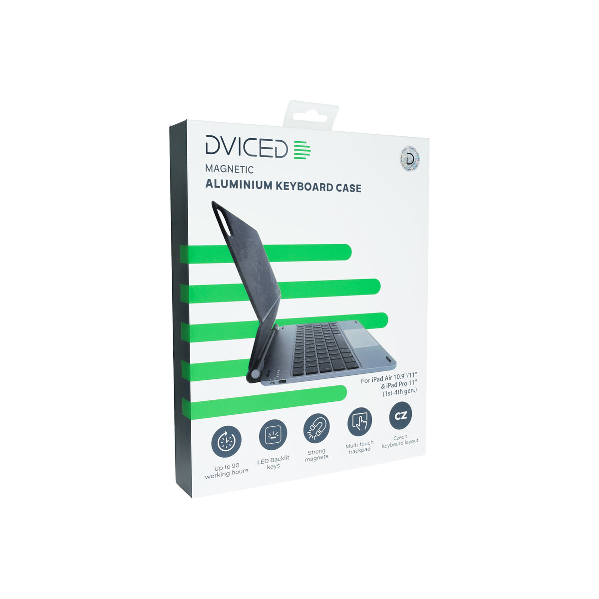 Kryt s klávesnicí pro iPad Air/Pro 11" Dviced Magnetic Aluminium – CZ – tmavě šedý