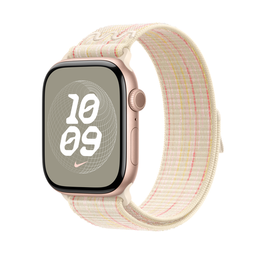 Apple Watch 44/45/46/49mm hvězdně bílý / růžový provlékací sportovní řemínek Nike - iSTYLE CZ