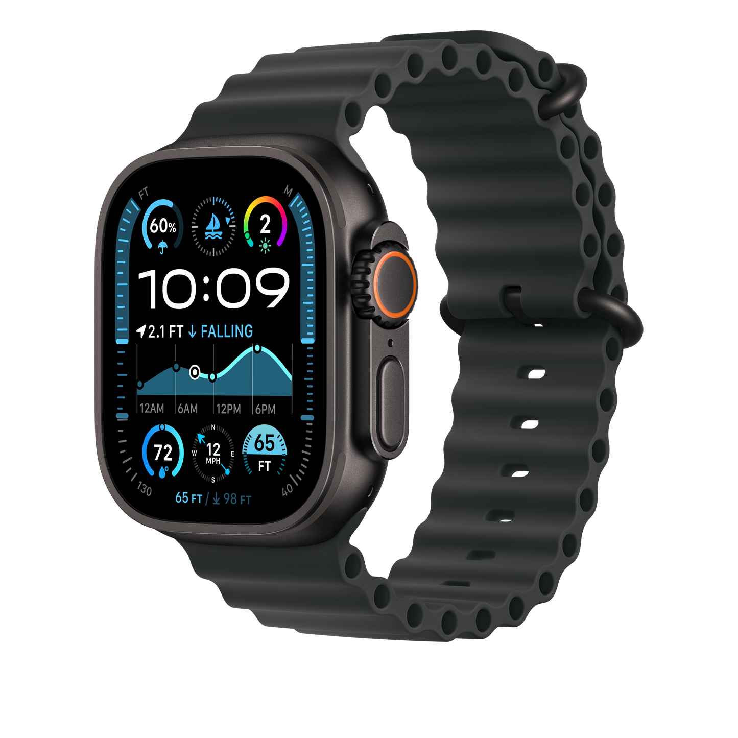 Apple Watch 44/45/46/49mm černé prodloužení Oceánského řemínku – provedení z černého titanu - iSTYLE CZ