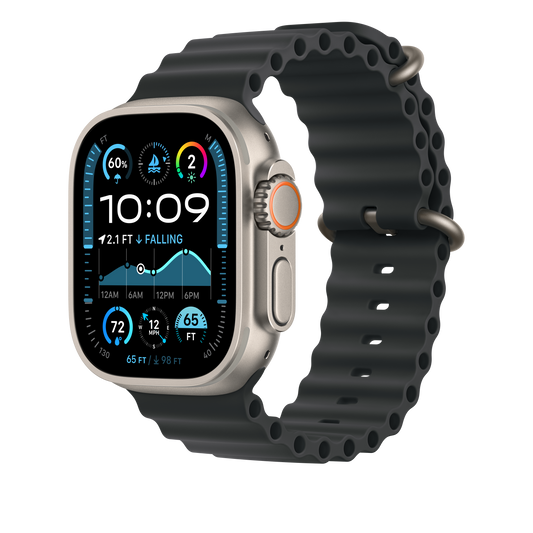 Apple Watch 44/45/46/49mm černý Oceánský řemínek – provedení z přírodního titanu - iSTYLE CZ