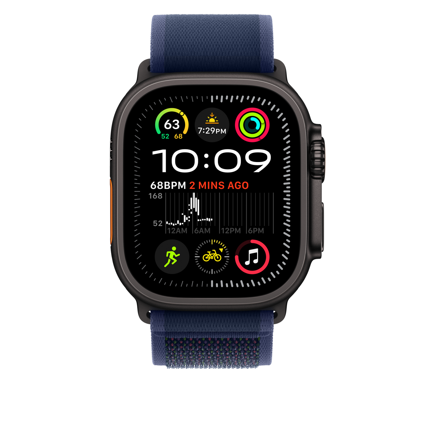 Apple Watch 44/45/46/49mm modrý Trailový tah - S/M – provedení z černého titanu - iSTYLE CZ