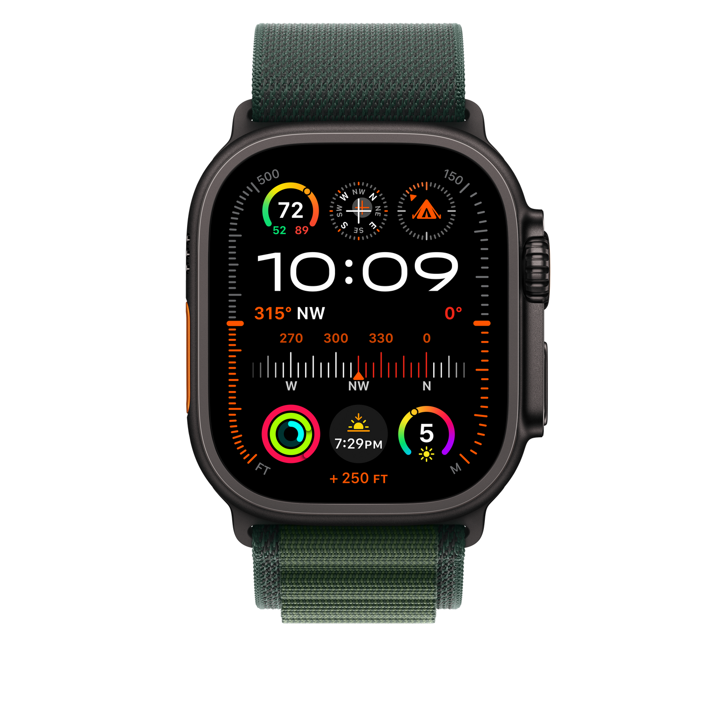 Apple Watch 44/45/46/49mm tmavě zelený Alpský tah – velký – provedení z černého titanu - iSTYLE CZ