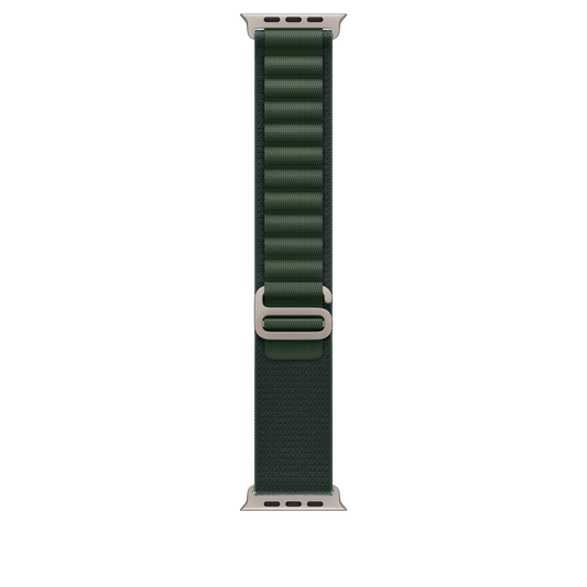 Apple Watch 44/45/46/49mm tmavě zelený Alpský tah – střední – provedení z přírodního titanu - iSTYLE CZ