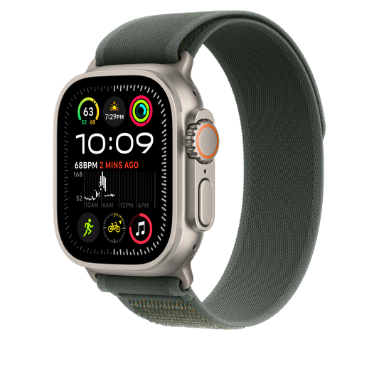 Apple Watch 44/45/46/49mm zelený Trailový tah – S/M – provedení z přírodního titanu - iSTYLE CZ