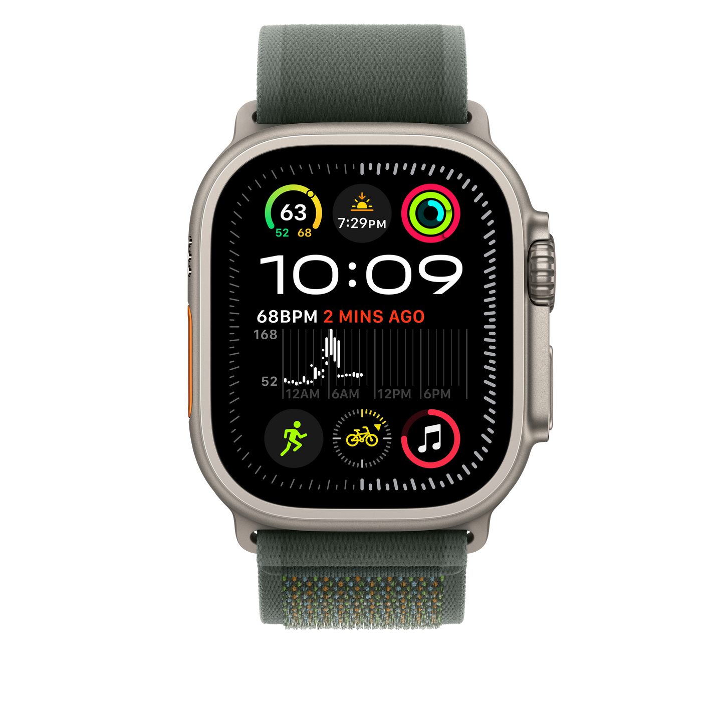 Apple Watch 44/45/46/49mm zelený Trailový tah – S/M – provedení z přírodního titanu - iSTYLE CZ