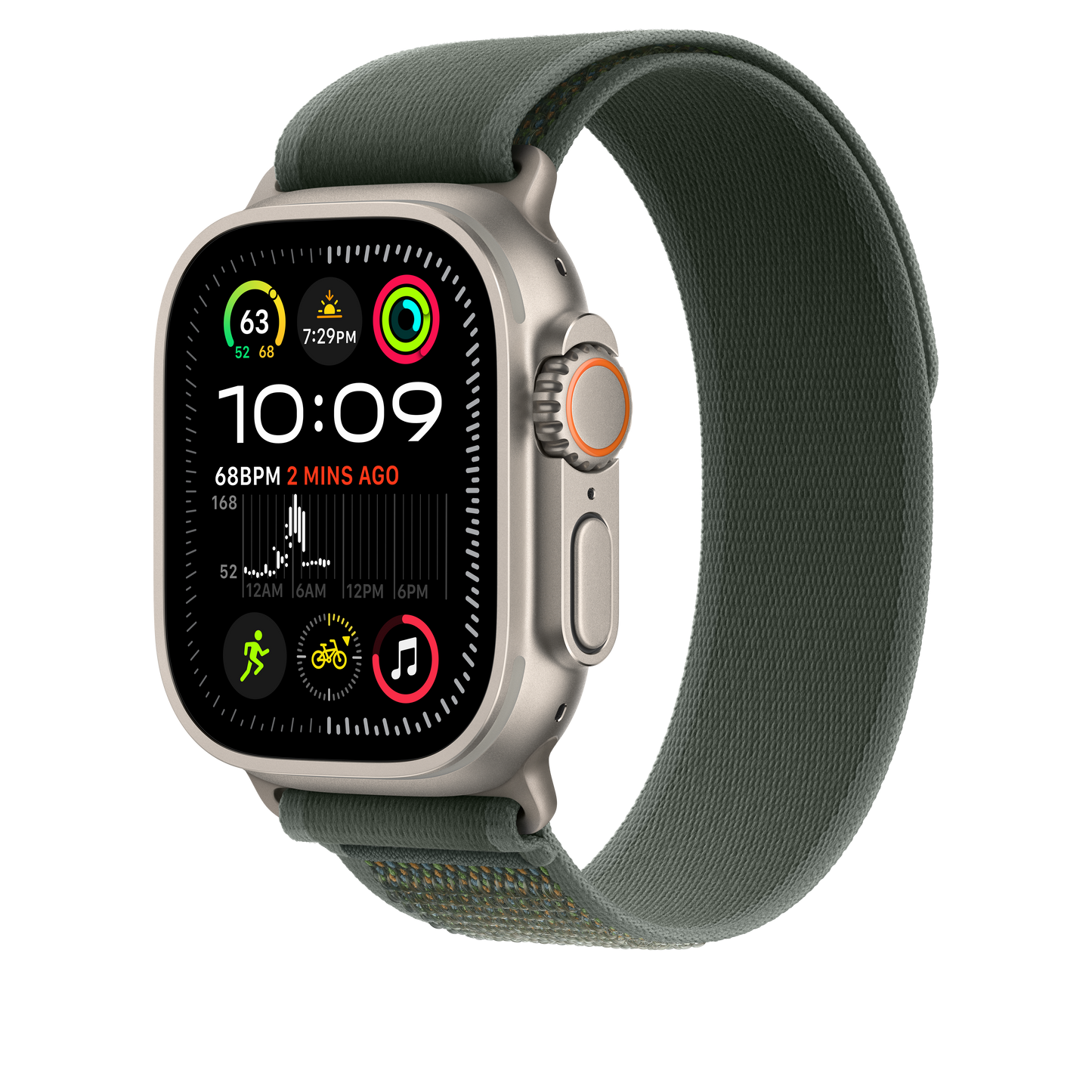 Apple Watch 44/45/46/49mm zelený Trailový tah – M/L – provedení z přírodního titanu - iSTYLE CZ