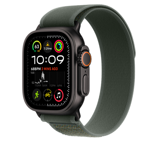 Apple Watch 44/45/46/49mm zelený Trailový tah - S/M – provedení z černého titanu - iSTYLE CZ