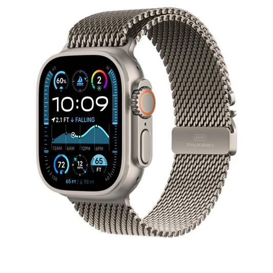 Apple Watch 44/45/46/49mm milánský tah z přírodního titanu – střední - iSTYLE CZ