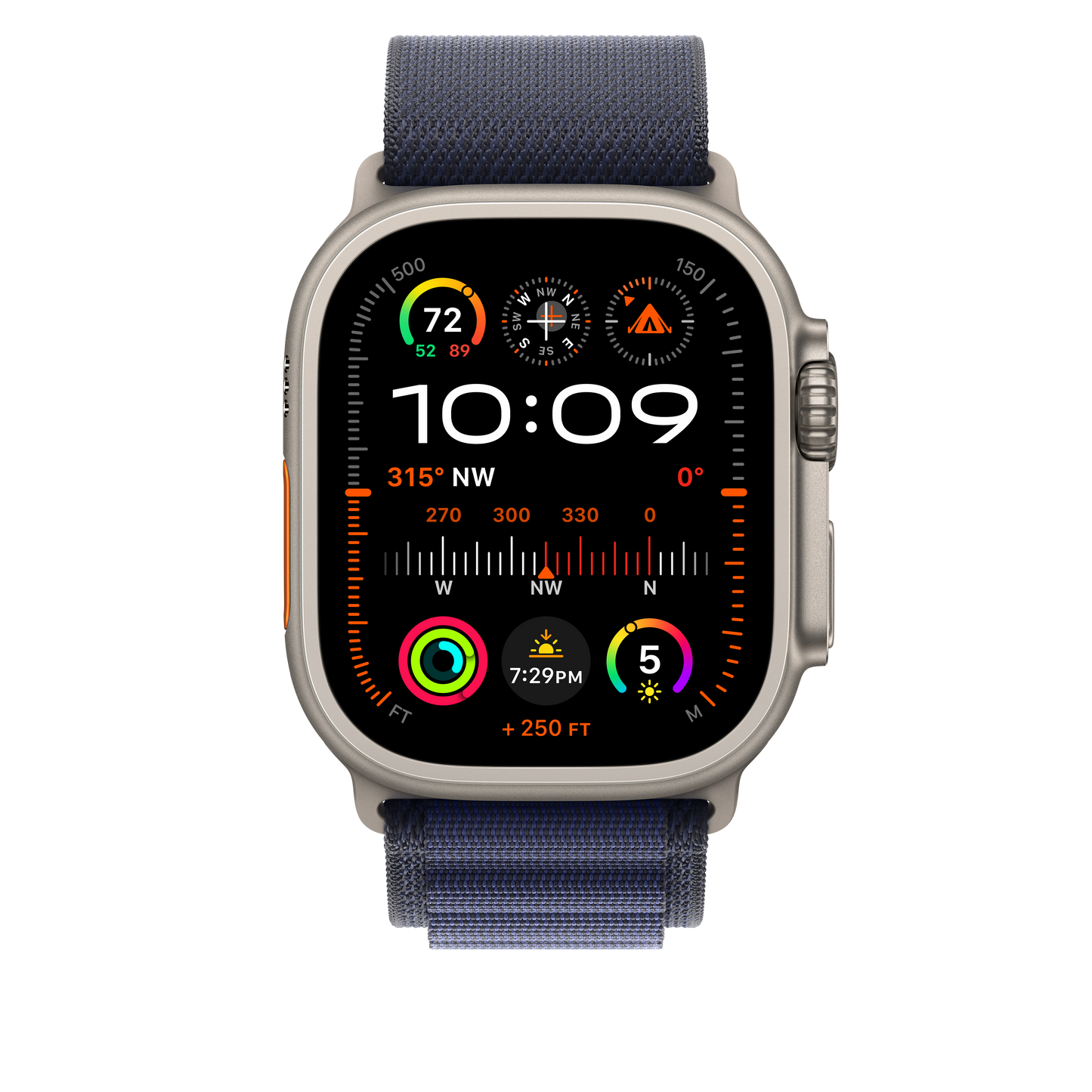 Apple Watch 44/45/46/49mm námořnicky modrý Alpský tah – střední – provedení z přírodního titanu - iSTYLE CZ