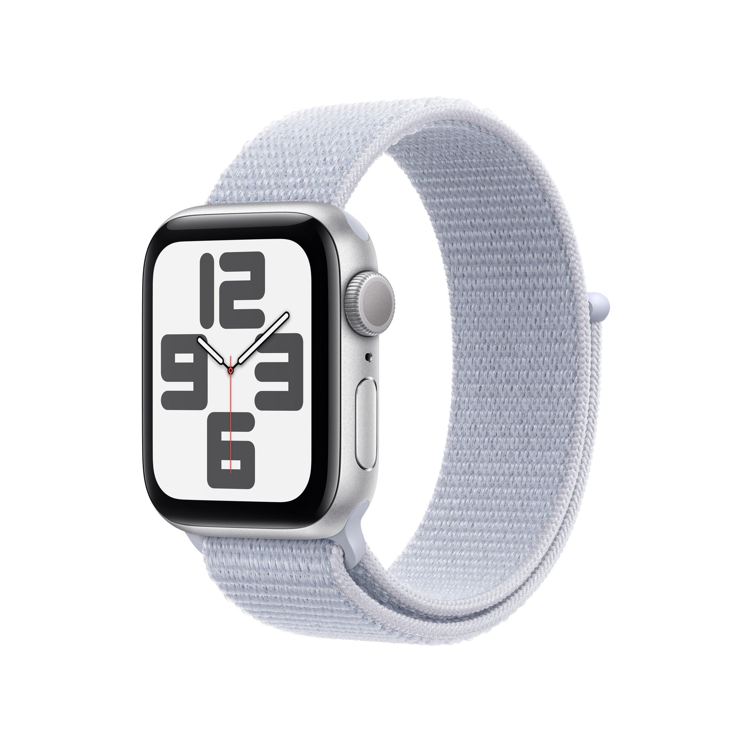 Apple Watch SE GPS 40mm stříbrné hliníkové pouzdro s oblačně modrým provlékacím sportovním řemínkem (otevřený) - iSTYLE CZ