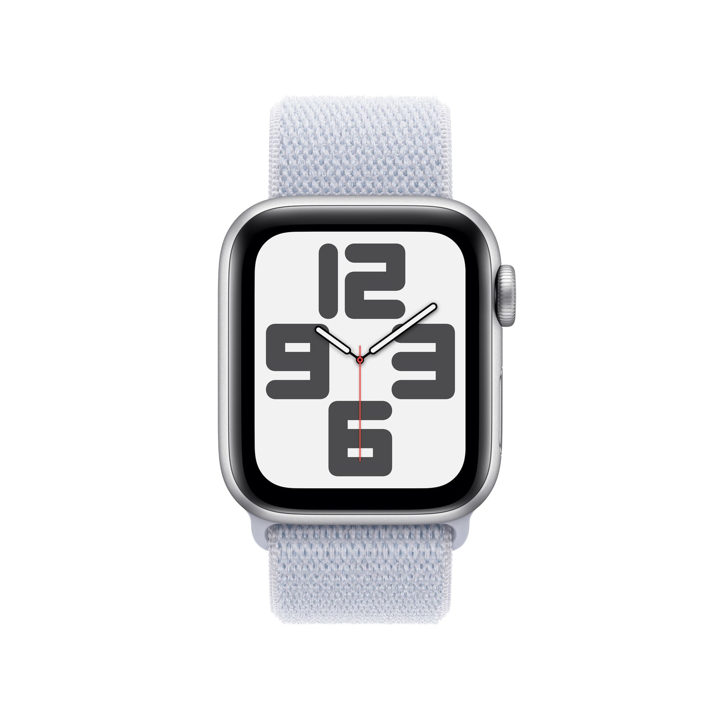 Apple Watch SE GPS 40mm stříbrné hliníkové pouzdro s oblačně modrým provlékacím sportovním řemínkem (otevřený) - iSTYLE CZ