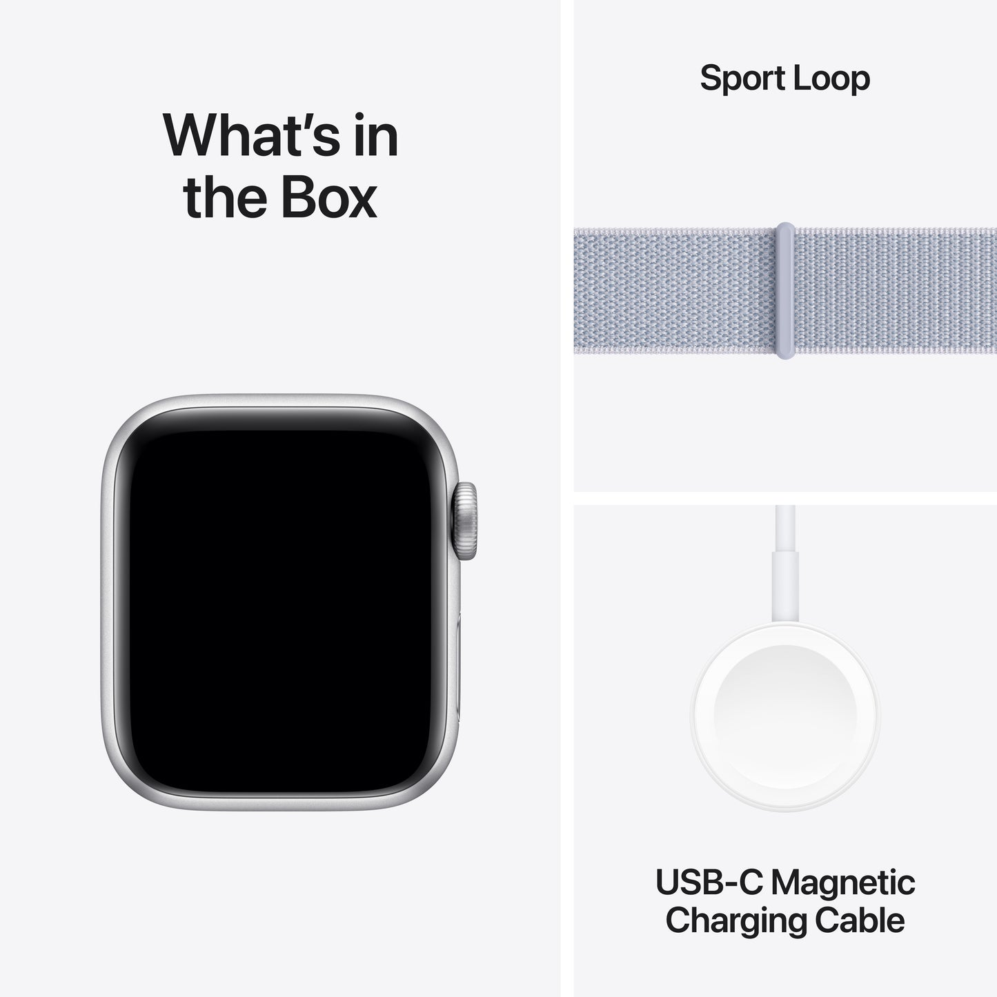 Apple Watch SE GPS 40mm stříbrné hliníkové pouzdro s oblačně modrým provlékacím sportovním řemínkem (otevřený) - iSTYLE CZ