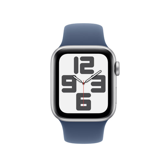 Apple Watch SE GPS + Cellular 40mm stříbrné hliníkové pouzdro s denimovým sportovním řemínkem - S/M - iSTYLE CZ
