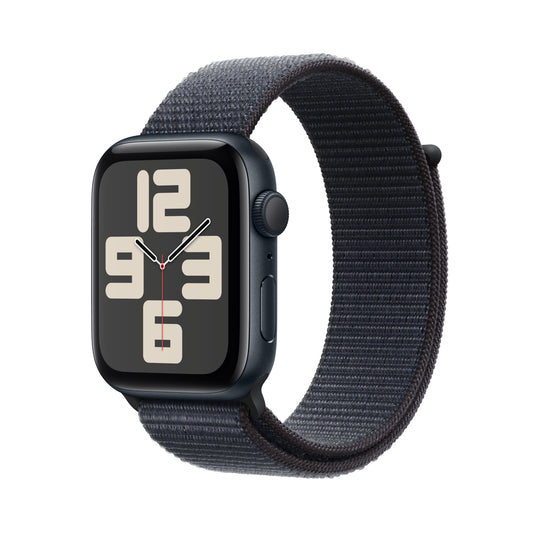 Apple Watch SE GPS 44mm temně ikoustové hliníkové pouzdro s inkoustově fialovým provlékacím sportovním řemínkem (otevřený) - iSTYLE CZ