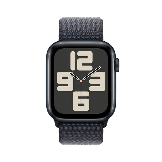 Apple Watch SE GPS 44mm temně ikoustové hliníkové pouzdro s inkoustově fialovým provlékacím sportovním řemínkem (otevřený) - iSTYLE CZ