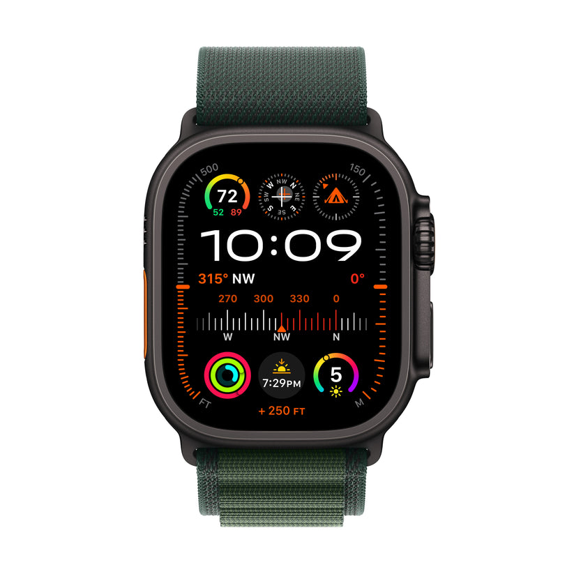 Apple Watch Ultra 2 GPS + Cellular, 49mm černě titanové pouzdro s tmavě zeleným alpským tahem - L - iSTYLE CZ