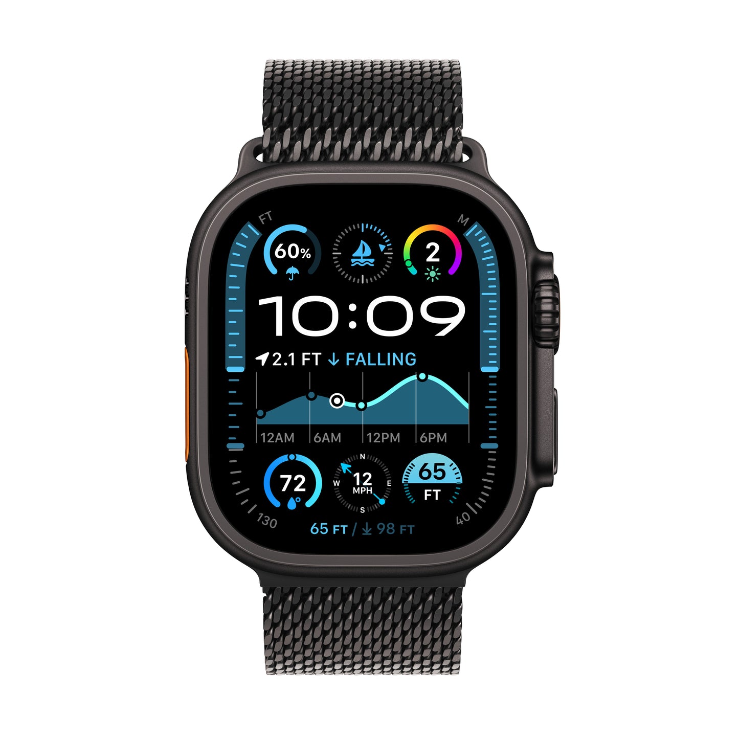 Apple Watch Ultra 2 GPS + Cellular, 49mm černě titanové pouzdro s černě titanovým milánským tahem z titanu - S - iSTYLE CZ