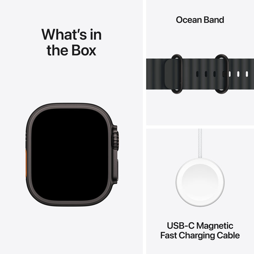 Apple Watch Ultra 2 GPS + Cellular, 49mm černě titanové pouzdro s černým oceánským řemínkem - iSTYLE CZ