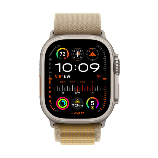 Apple Watch Ultra 2 GPS + Cellular, 49mm přírodně titanové pouzdro s žlutohnědým alpským tahem - S - iSTYLE CZ