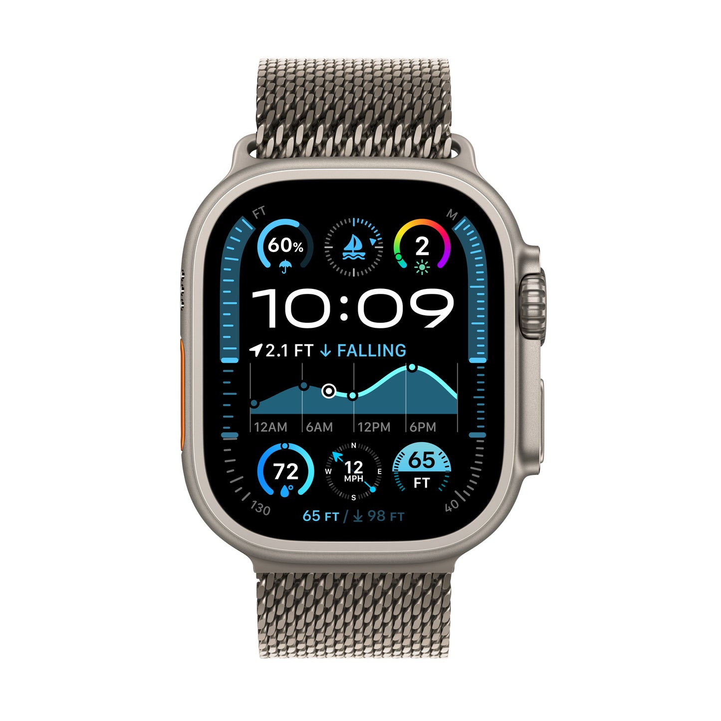 Apple Watch Ultra 2 GPS + Cellular, 49mm přírodně titanové pouzdro s přírodně titanovým milánským tahem z titanu - M - iSTYLE CZ