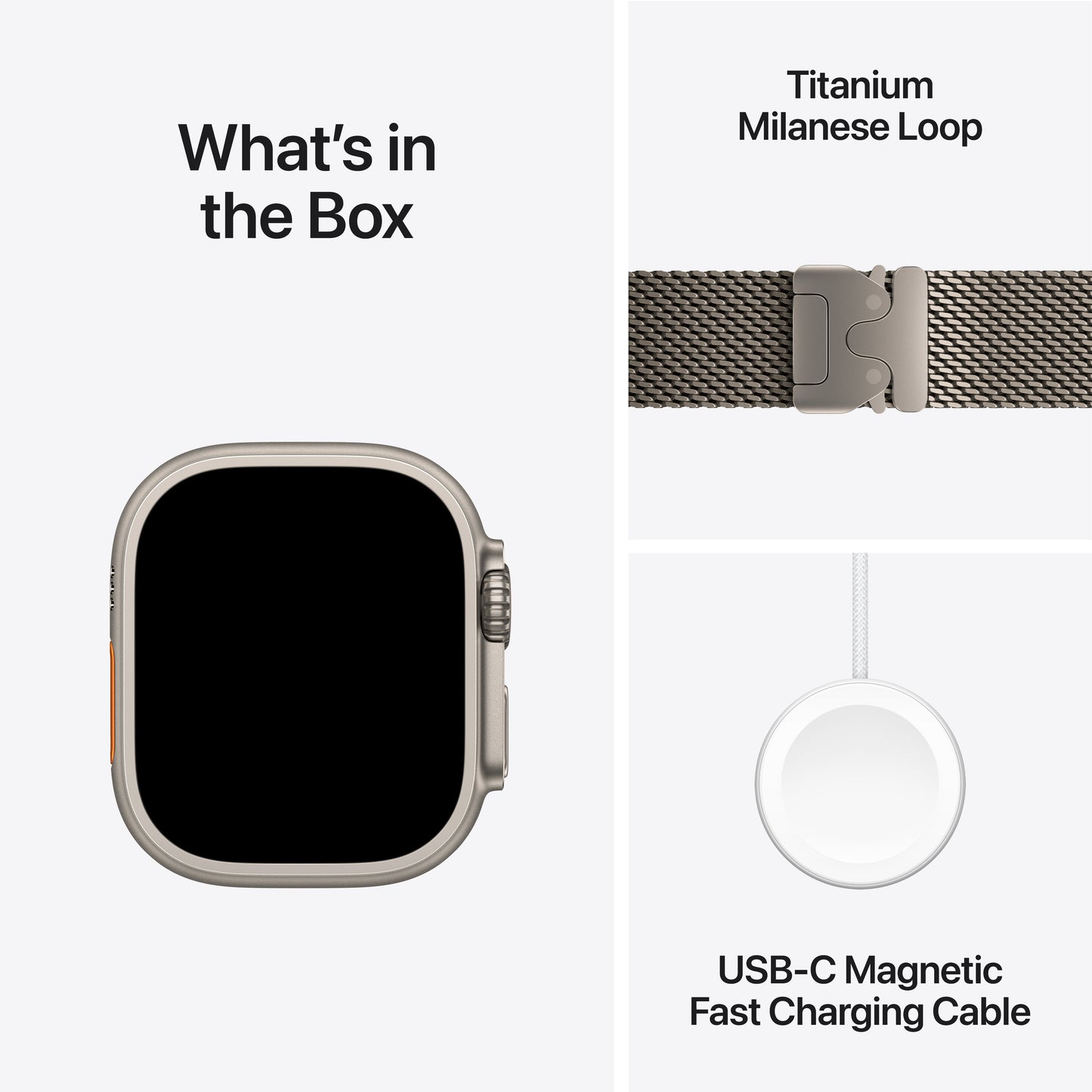 Apple Watch Ultra 2 GPS + Cellular, 49mm přírodně titanové pouzdro s přírodně titanovým milánským tahem z titanu - L - iSTYLE CZ