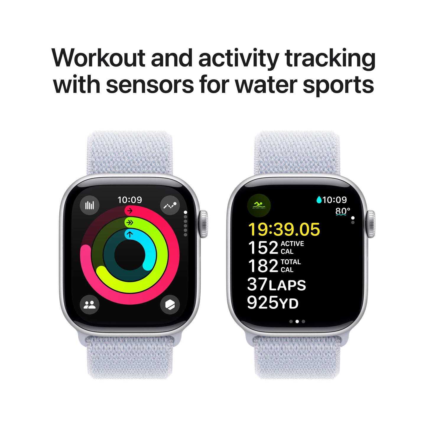 Apple Watch Series 10 GPS 42mm stříbné hliníkové pouzdro s oblačně modrým provlékacím sportovním řemínkem - iSTYLE CZ