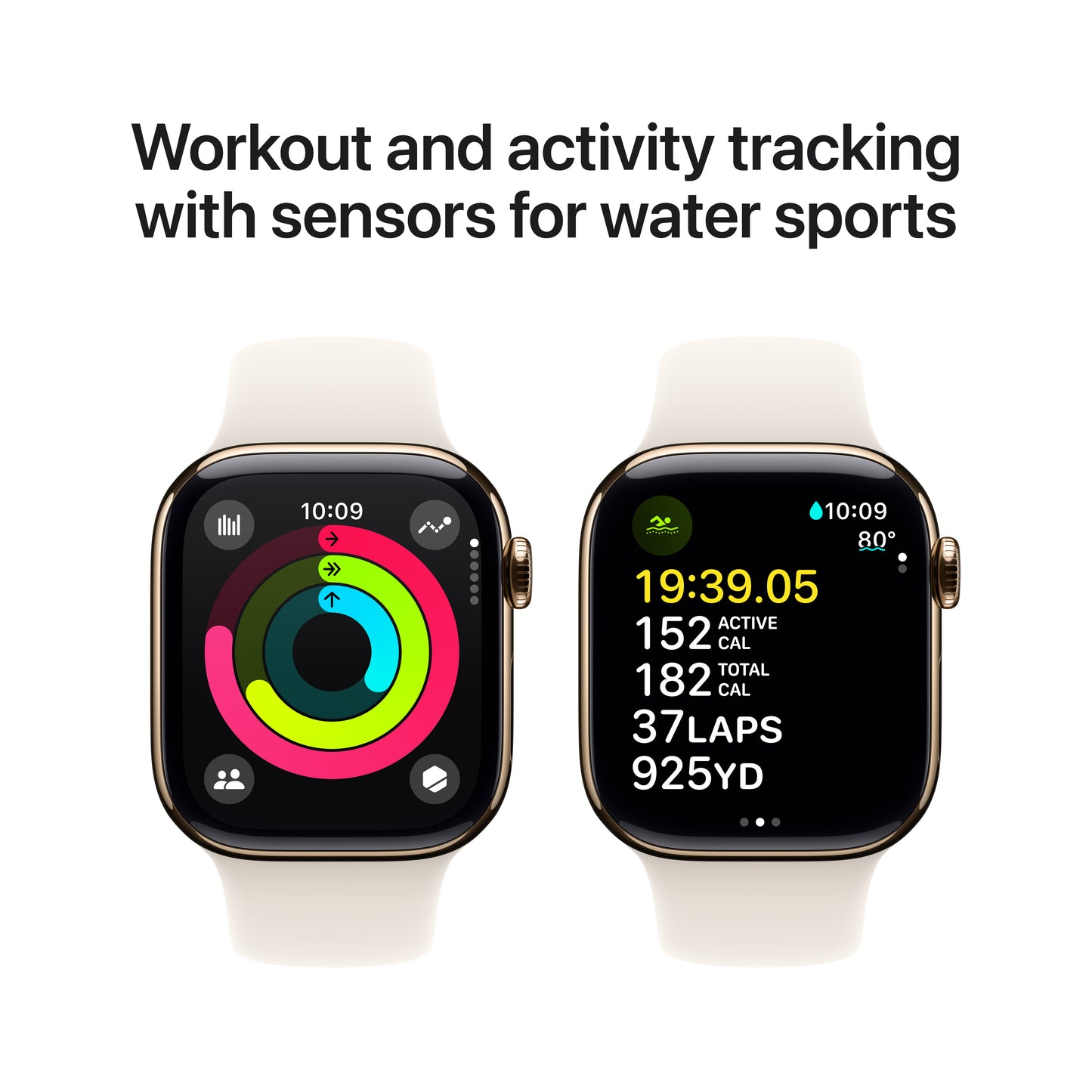 Apple Watch Series 10 GPS + Cellular 42mm zlaté titanové pouzdro s hvězdně bílým sportovním řemínkem - S/M - iSTYLE CZ