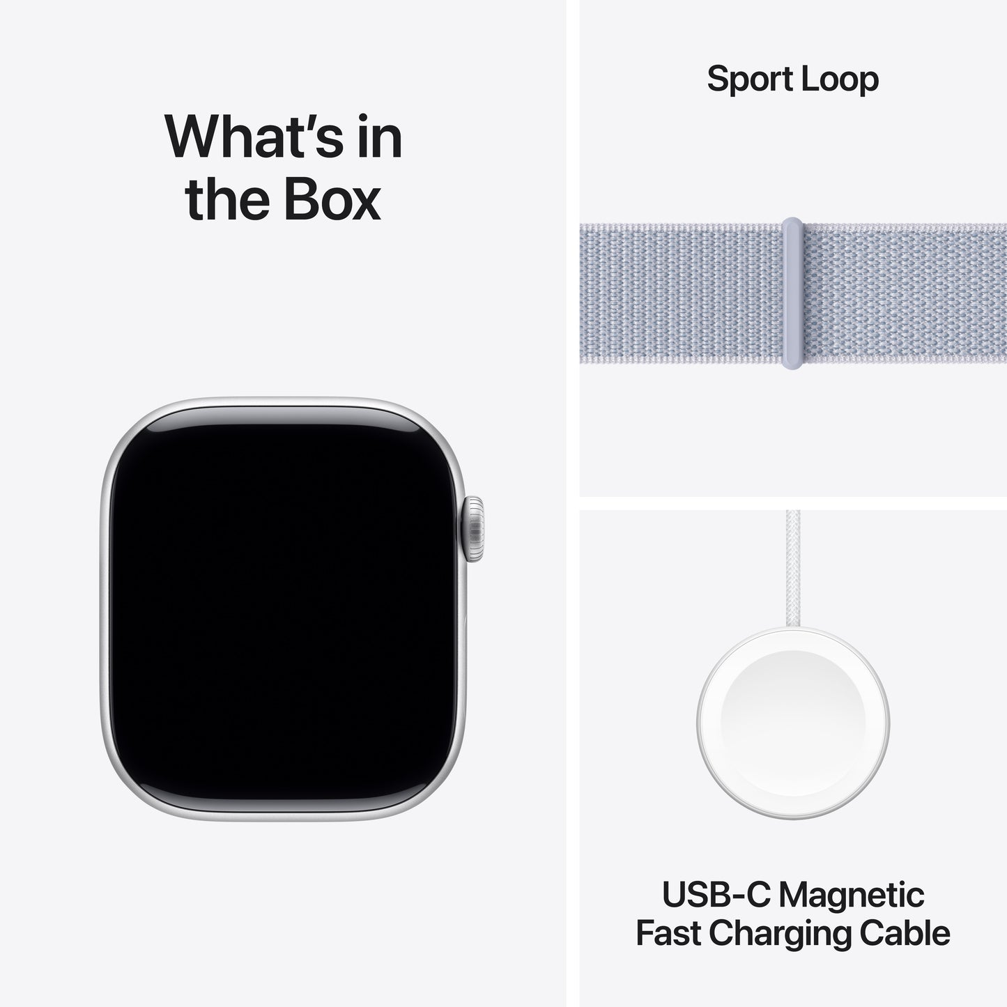 Apple Watch Series 10 GPS 46mm stříbné hliníkové pouzdro s oblačně modrým provlékacím sportovním řemínkem (otevřený) - iSTYLE CZ
