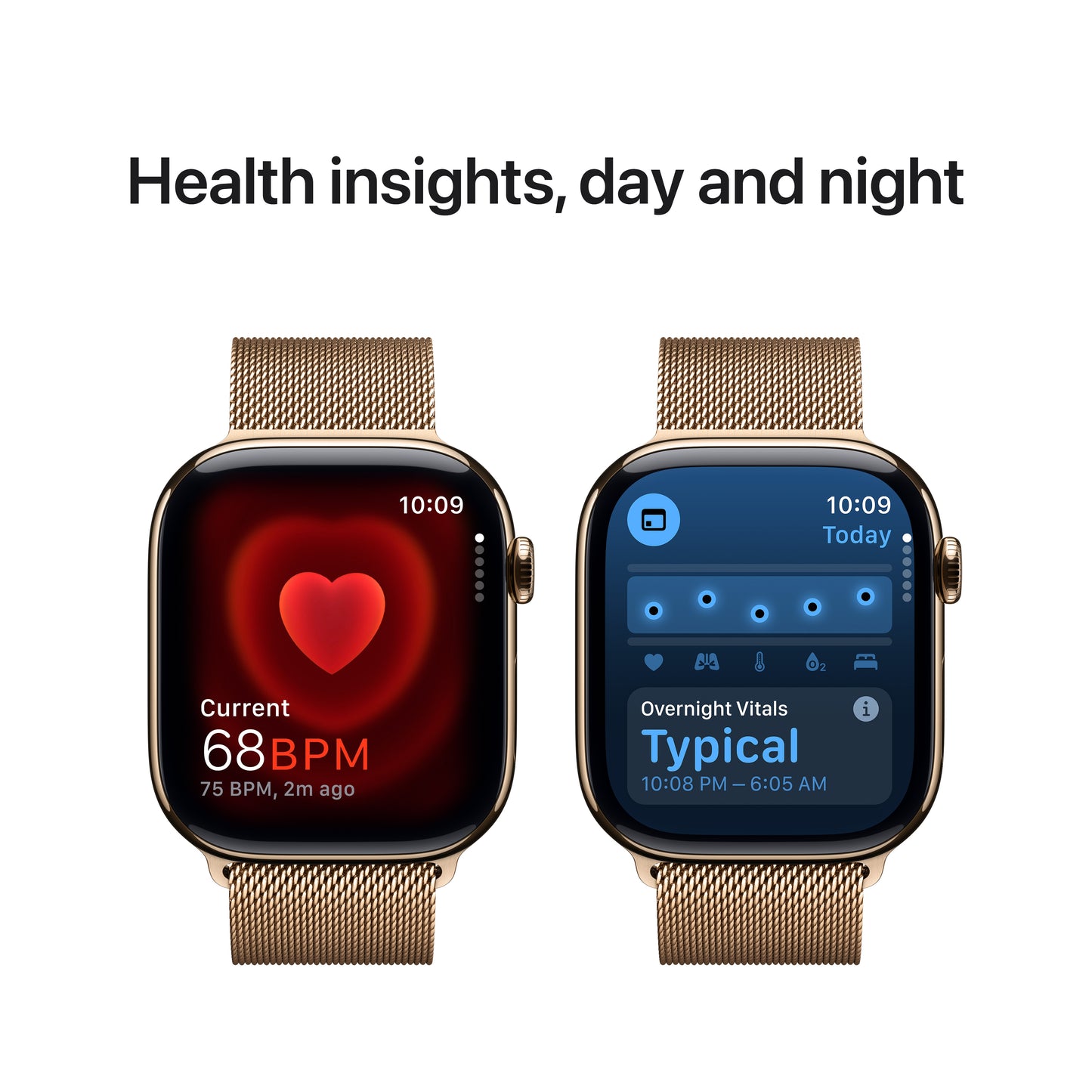 Apple Watch Series 10 GPS + Cellular 46mm zlaté titanové pouzdro se zlatým milánským tahem - S/M (otevřený) - iSTYLE CZ