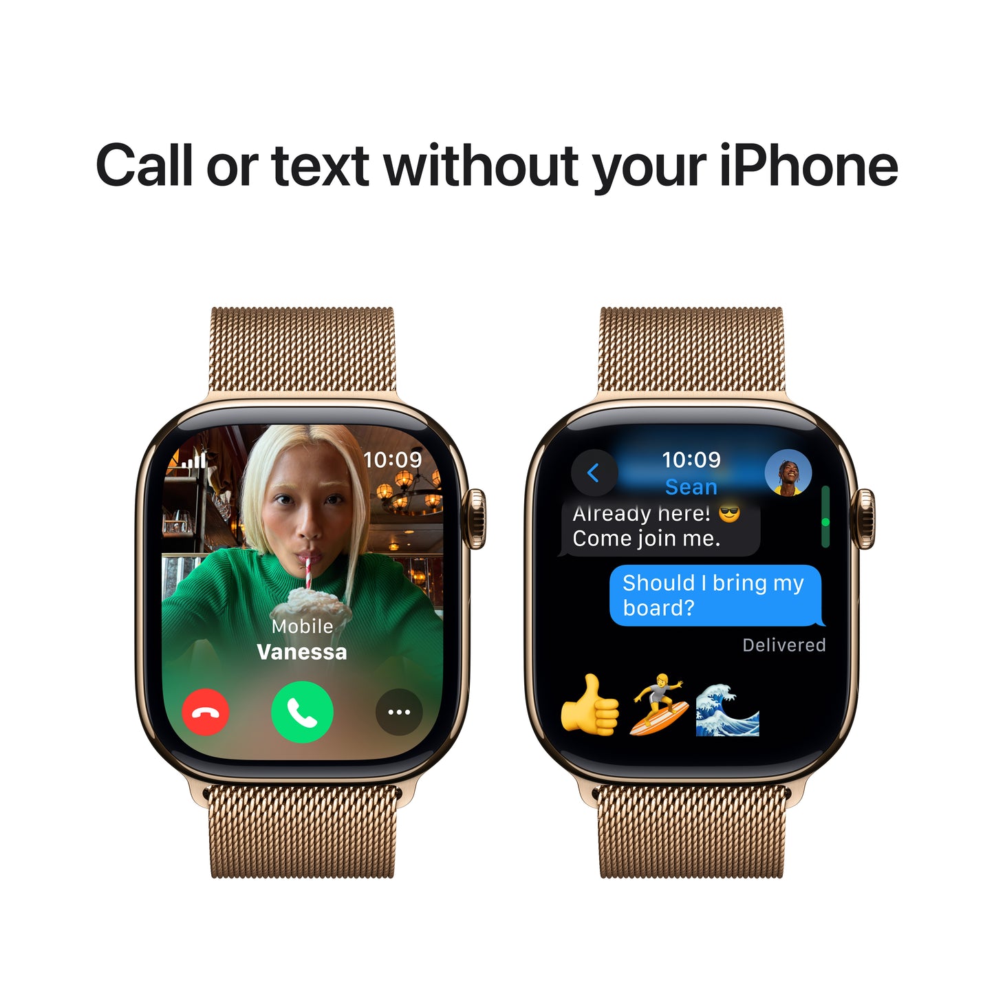 Apple Watch Series 10 GPS + Cellular 46mm zlaté titanové pouzdro se zlatým milánským tahem - S/M (otevřený) - iSTYLE CZ