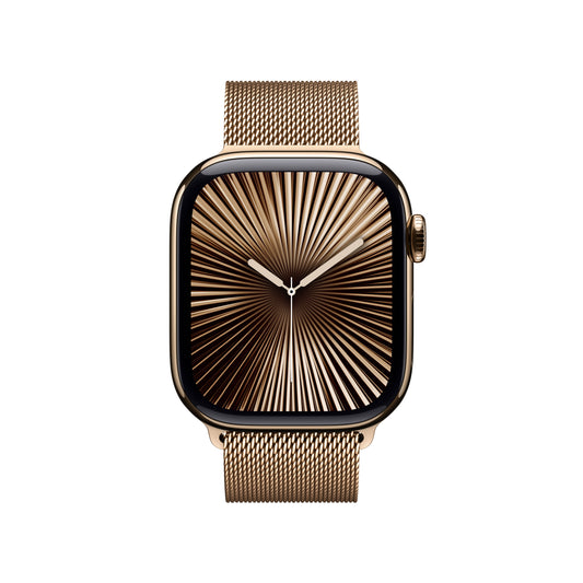 Apple Watch Series 10 GPS + Cellular 42mm zlaté titanové pouzdro se zlatým milánským tahem - iSTYLE CZ