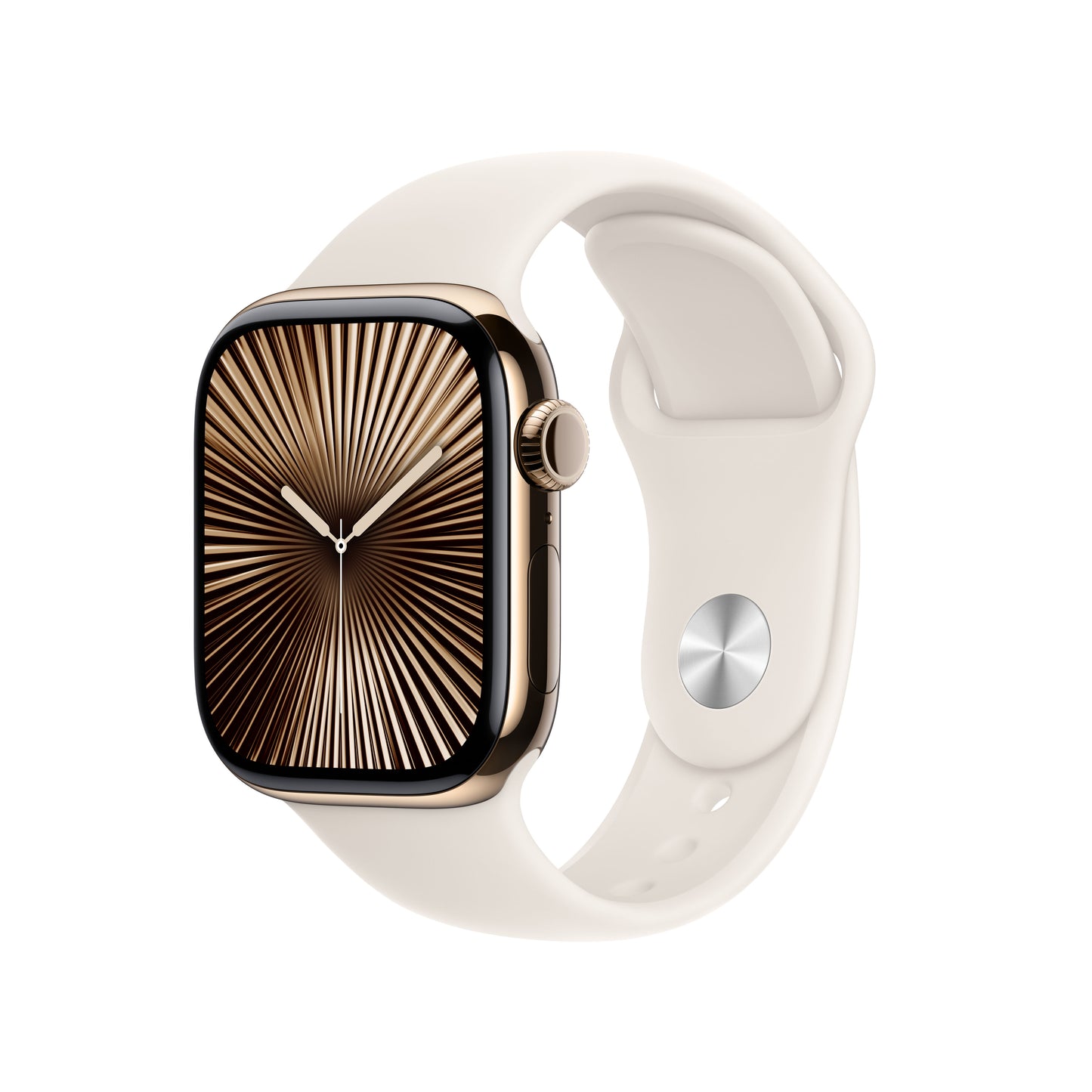 Apple Watch Series 10 GPS + Cellular 42mm zlaté titanové pouzdro s hvězdně bílým sportovním řemínkem - S/M - iSTYLE CZ