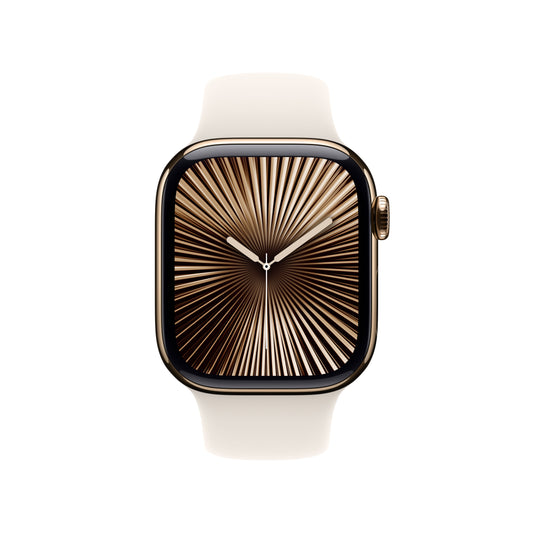Apple Watch Series 10 GPS + Cellular 42mm zlaté titanové pouzdro s hvězdně bílým sportovním řemínkem - S/M - iSTYLE CZ