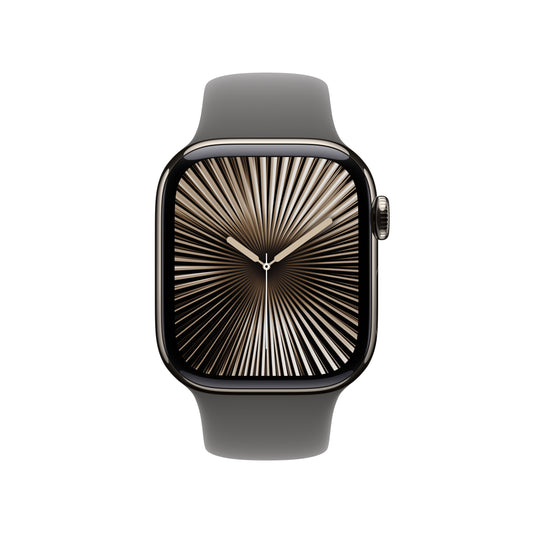 Apple Watch Series 10 GPS + Cellular 42mm přírodní titanové pouzdro se skálově šedým sportovním řemínkem - M/L - iSTYLE CZ