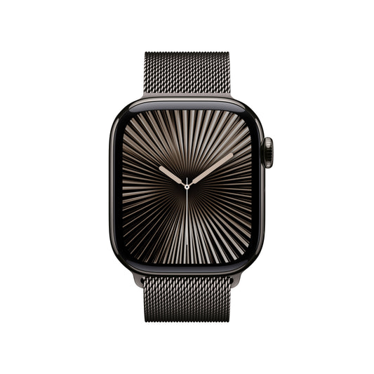 Apple Watch Series 10 GPS + Cellular 42mm břidlicově šedé titanové pouzdro s břidlicově šedým milánským tahem (otevřený) - iSTYLE CZ