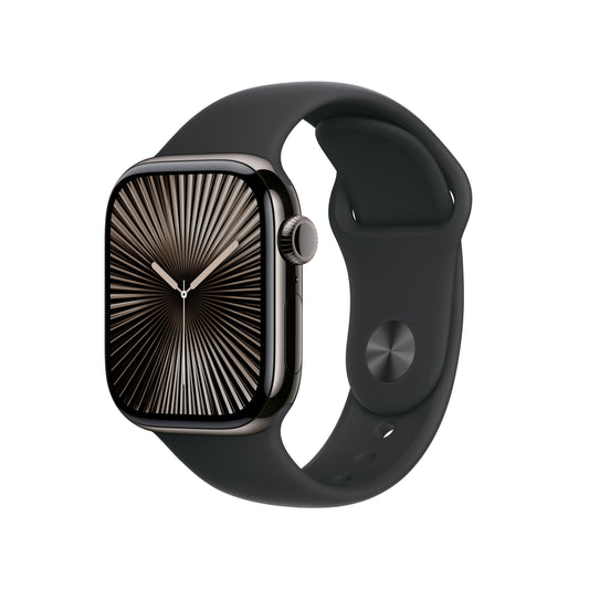 Apple Watch Series 10 GPS + Cellular 42mm břidlicově šedé titanové pouzdro s černým sportovním řemínkem - M/L - iSTYLE CZ