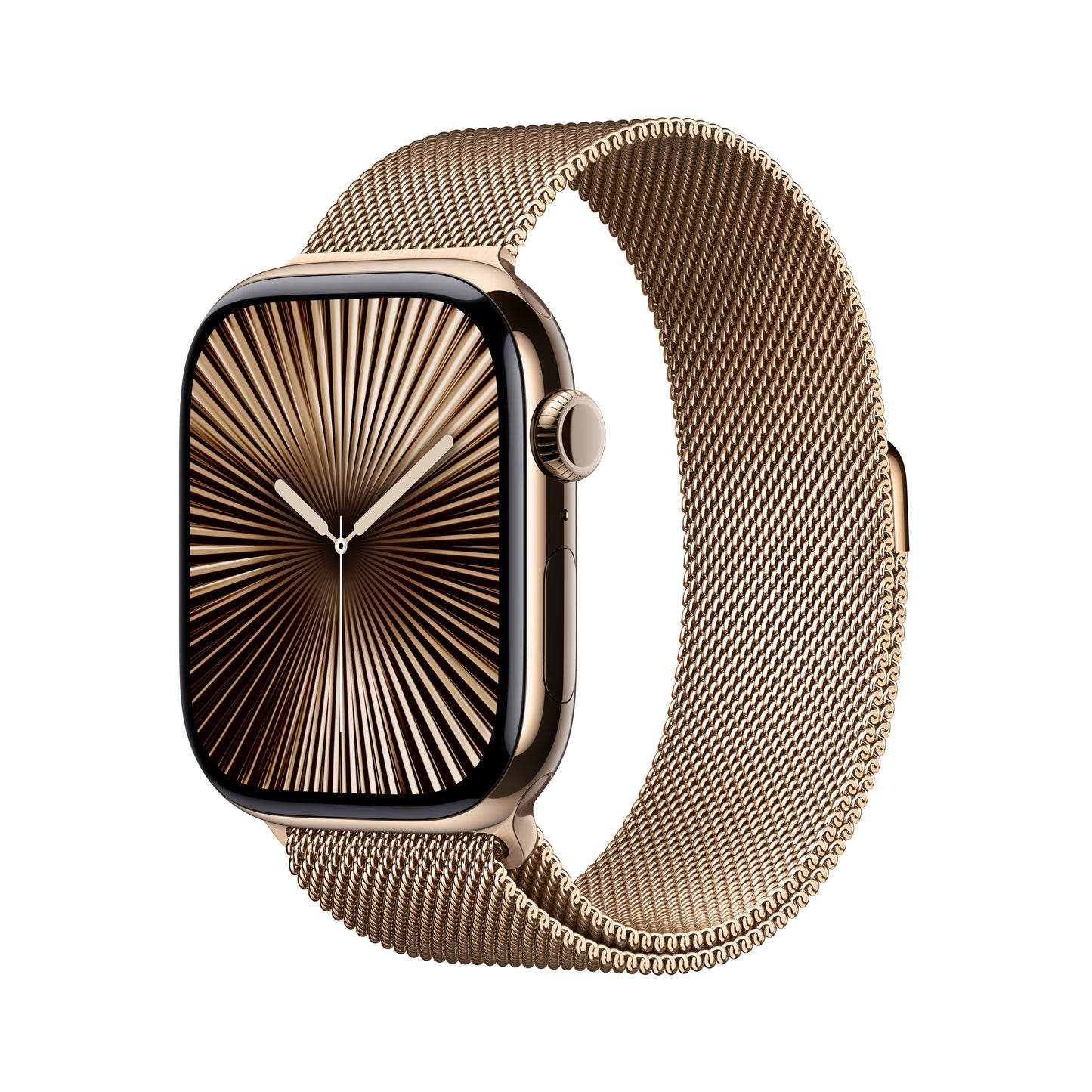 Apple Watch Series 10 GPS + Cellular 46mm zlaté titanové pouzdro se zlatým milánským tahem - S/M (otevřený) - iSTYLE CZ