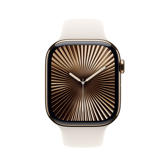 Apple Watch Series 10 GPS + Cellular 46mm zlaté titanové pouzdro s hvězdně bílým sportovním řemínkem - S/M - iSTYLE CZ