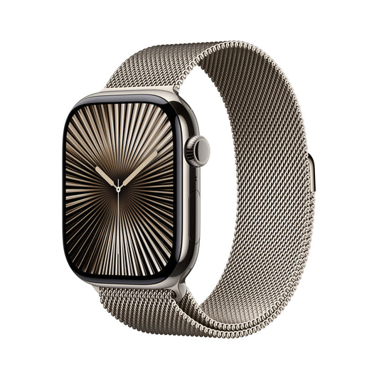 Apple Watch Series 10 GPS + Cellular 46mm přírodní titanové pouzdro s přírodním milánským tahem - S/M - iSTYLE CZ