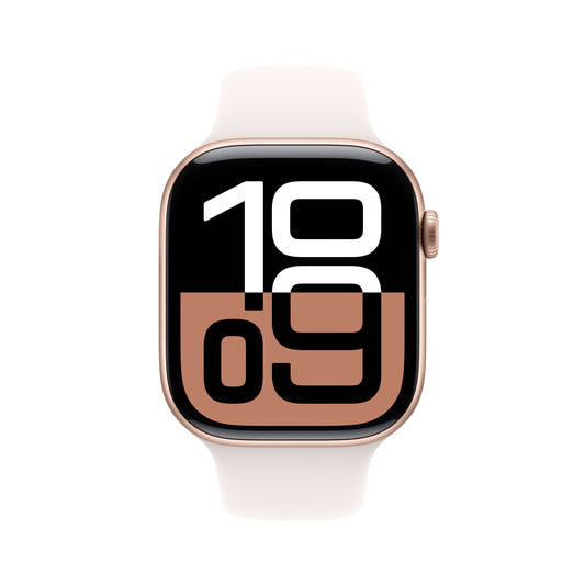 Apple Watch Series 10 GPS + Cellular 46mm růžově zlaté hliníkové pouzdro se světle ruměným sportovním řemínkem - S/M - iSTYLE CZ