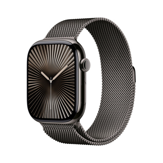 Apple Watch Series 10 GPS + Cellular 46mm břidlicově šedé titanové pouzdro s břidlicově šedým milánským tahem - M/L (otevřený) - iSTYLE CZ
