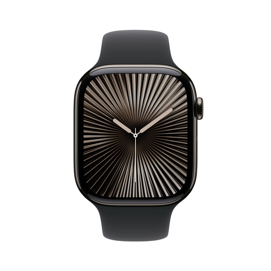 Apple Watch Series 10 GPS + Cellular 46mm břidlicově šedé titanové pouzdro s černým sportovním řemínkem - S/M (otevřený) - iSTYLE CZ