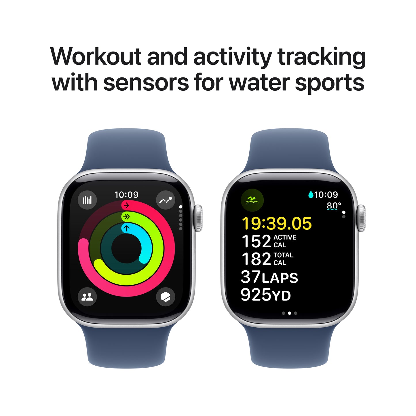Apple Watch Series 10 GPS 42mm stříbné hliníkové pouzdro s denimovým sportovním řemínkem - M/L - iSTYLE CZ