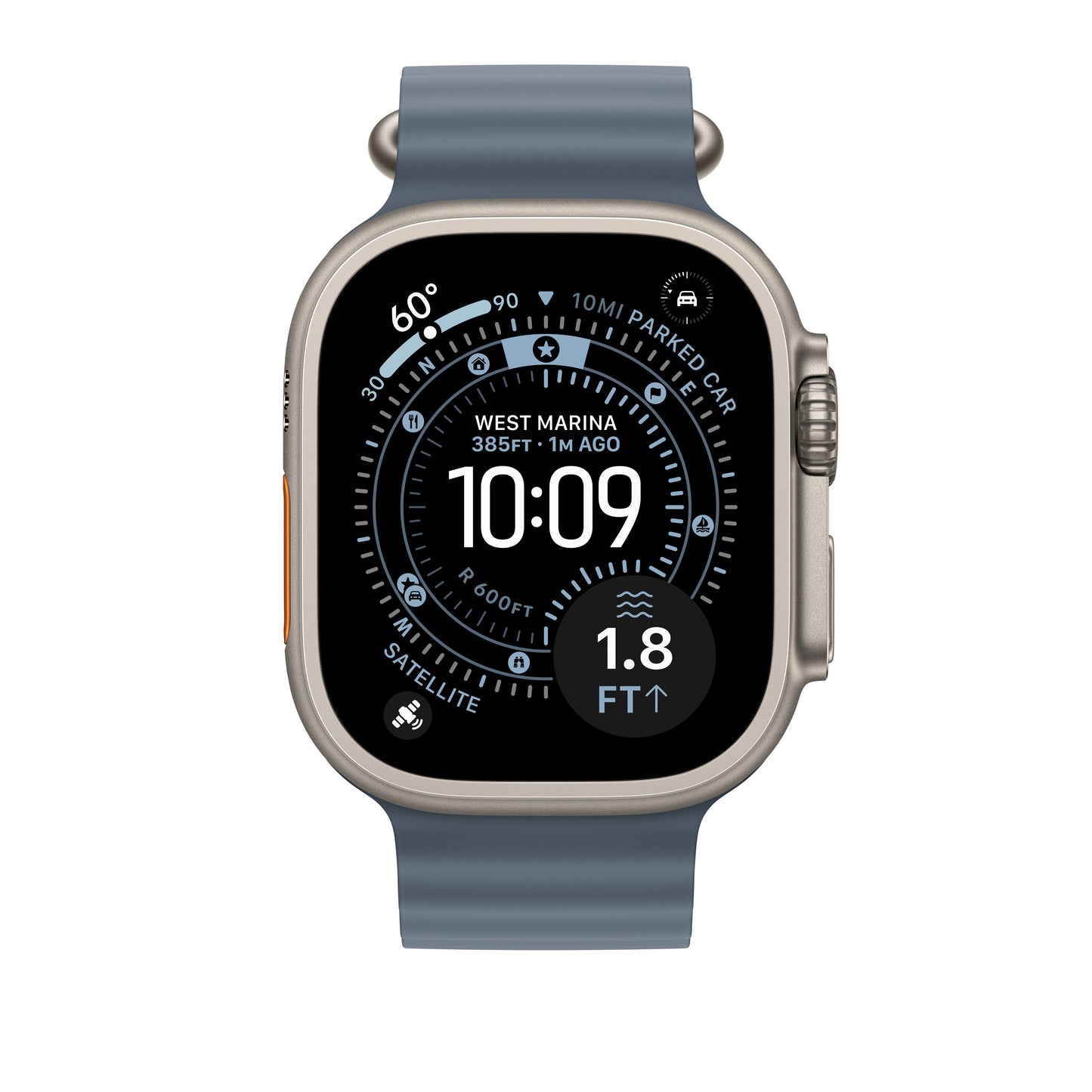 Prodloužení Oceánského řemínku pro Apple Watch 44/45/46/49 mm Apple ocelově modré - provedení z přírodního titanu - iSTYLE CZ