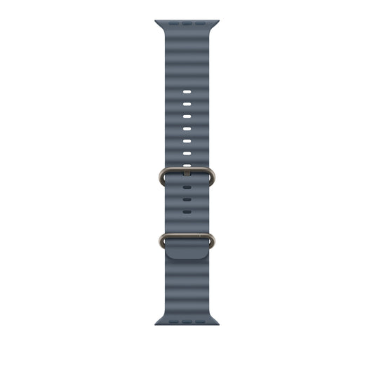 Řemínek pro Apple Watch 44/45/46/49 mm Apple ocelově modrý Oceánský - provedení z přírodního titanu - iSTYLE CZ