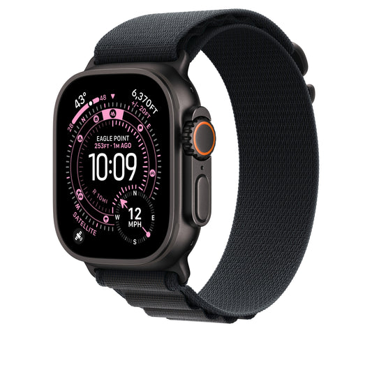 Řemínek pro Apple Watch 44/45/46/49 mm Apple černý Alpský tah - malý - provedení z černého titanu - iSTYLE CZ