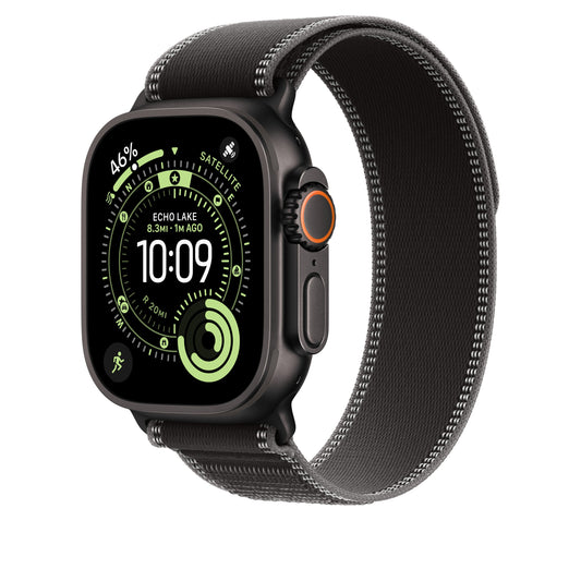 Řemínek pro Apple Watch 44/45/46/49 mm Apple černý/uhlový Trailový tah - M/L - provedení z černého titanu - iSTYLE CZ