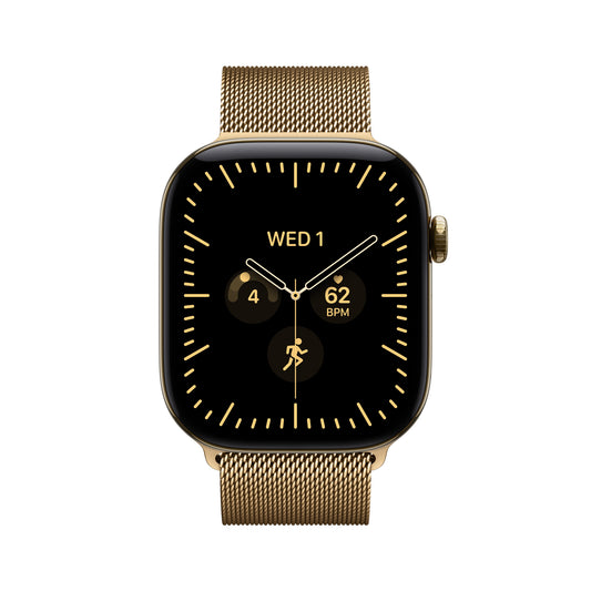 Apple Watch Series 12 • GPS + Cellular • 42mm pouzdro ze zářivě zlatého titanu • Zářivě zlatý milánský tah - iSTYLE.cz